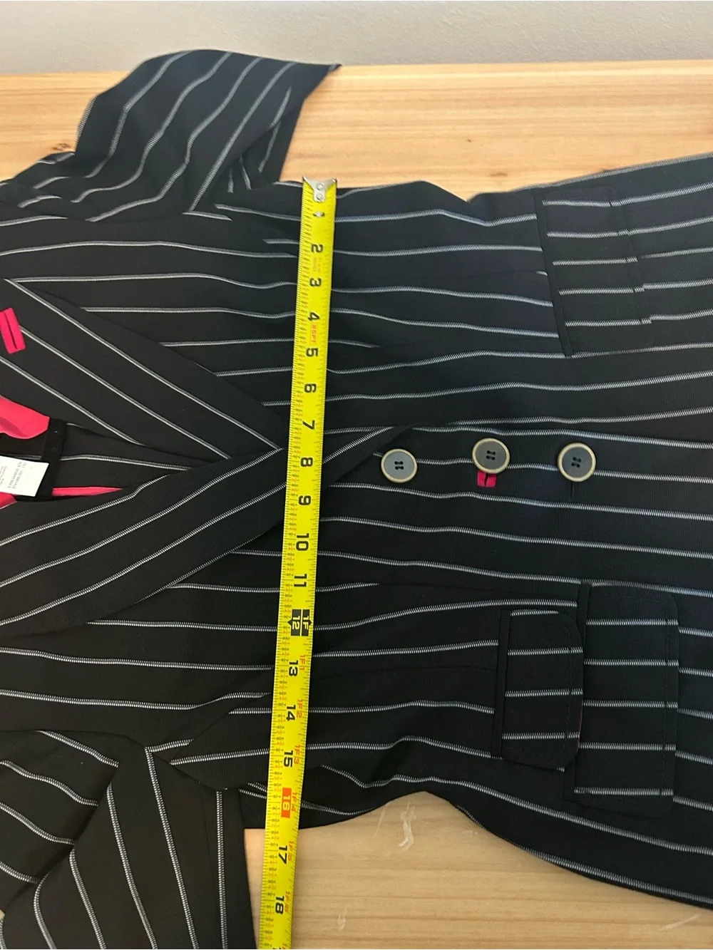 Blue Les Copains Black Tailored Pinstriped Designer Blazer Size IT 44 Italian.